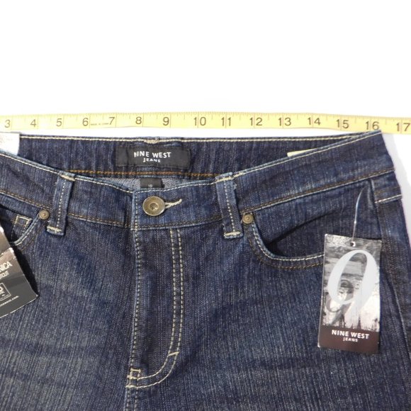Nine West Women's Dark Wash Jeans Embroidered Pockets Mid Rise Bootcut Sz 10 NEW - Picture 8 of 11